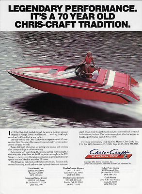 #ad 1985 Chris Craft 222 Stinger Red Bikini Boat Original Color Poster Print Ad $10.99