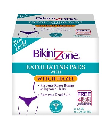 #ad 2 Bikini Zone Exfoliating Pads Witch Hazel 50 Pads for Razor Bumps Ingrown Hairs $9.95