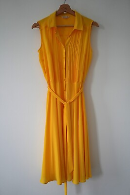 #ad #ad Nanette Lepore Women#x27;s 4 Maxi Dress Sleeveless Collared Yellow Safari Button Up $24.99
