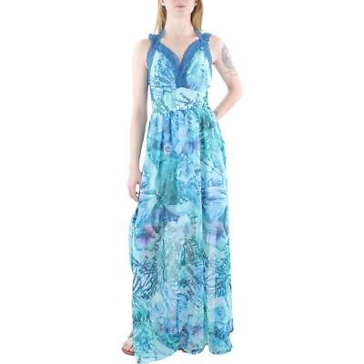 #ad Guess Womens Blue Lace Trim Long Sleeveless Maxi Dress XS BHFO 1094 $19.99