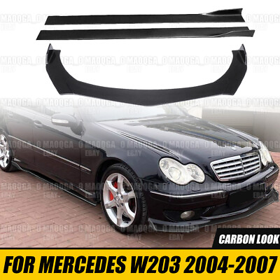 #ad Front Bumper Lip Side Skirt For Mercedes W203 C320 C230 C240 C280 Carbon Style $127.99