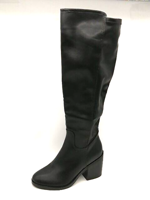 #ad Olivia Miller Womens Boots Black Knee High Riding Boots Zip Pull On 6.5 NEW $33.99