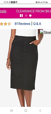 #ad Woman Within Black Pull On Skirt Size 14 NWT Modest MSRP $52 $25.00
