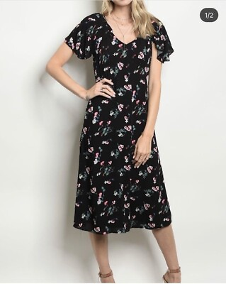 #ad black floral maxi dress $23.00