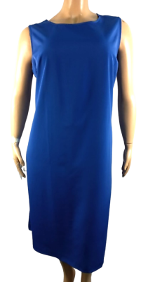 #ad *Women#x27;s blue scoop neck side slit sleeveless plus maxi dress B6 4X $13.99
