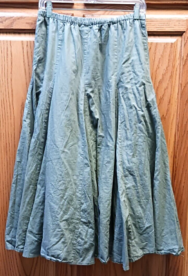 #ad North Style Womens Skirt Small Olive Green Pull On 100% Cotton 23quot; Waist 33quot;L $14.99