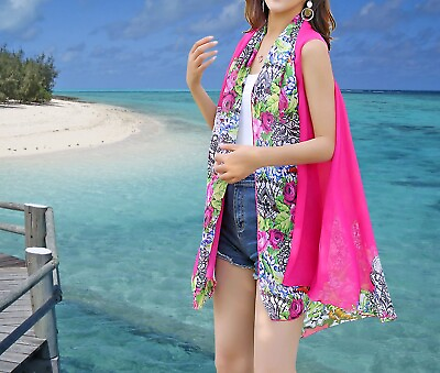 Beach Cover Up Swimwear Kimono Floral Dress Wear 18 Ways Purple One Size $16.88