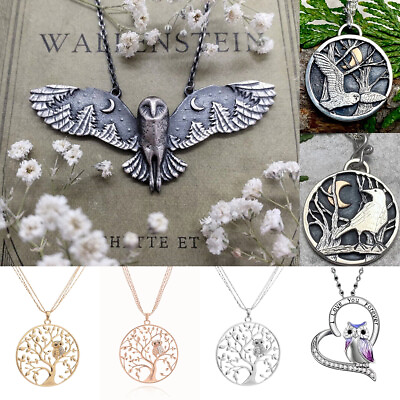 Owl Moon Forest Necklace Pendant Animal Charm Party Women Vintage Jewelry Gift C $2.98