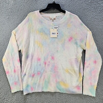 #ad To My Lovers Knitted Sweater Women#x27;s L Cream Multi Tie Dye Pull Over Long Sleeve $22.98