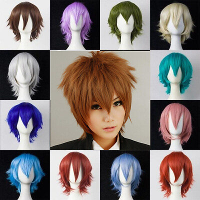 Cool Short Hair Full Wigs Multi color Cosplay Costume Fashion Anime Party Hair $10.99