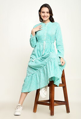 #ad Women#x27;s Summer Cotton Floral Printed Full Sleeve Maxi Dress $29.99