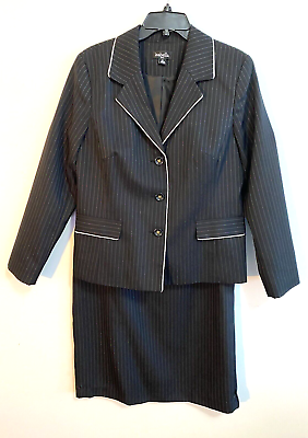 #ad Isabella Pin Stripped two piece Women#x27;s Jacket Skirt Suit work wear church $25.00