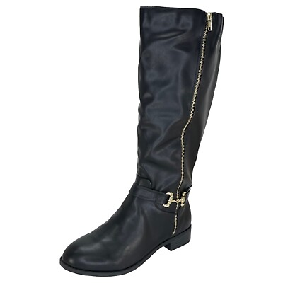 #ad #ad Thalia Sodi Vigip Black Faux Leather Knee High Womens Boots Size 11M $43.99