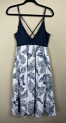 #ad PATPAT tiered ruffled maxi Hawaiian floral print sundress sleeveless dress sz L $20.41