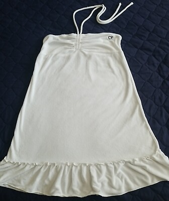 #ad Juniors Womens White Op Swim Swimsuit Beach Cover Up Dress Terry Medium M 7 9 $13.90