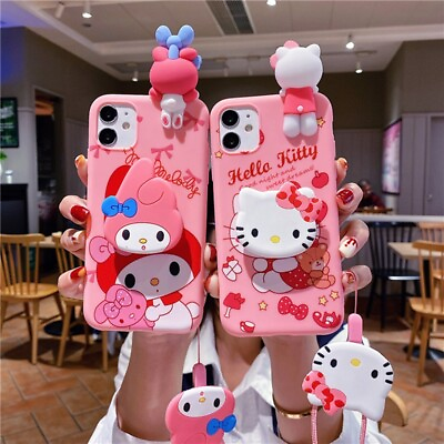#ad For Samsung S24 S23 S22 S21 S20 S10 S9 Note20 Cute Hello Kitty 3D Case W Strap $7.99