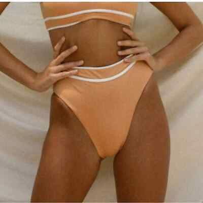 #ad Stone Fox Swim Juniper High Waisted Bikini Bottoms in Sandstone NWT Small $69.88