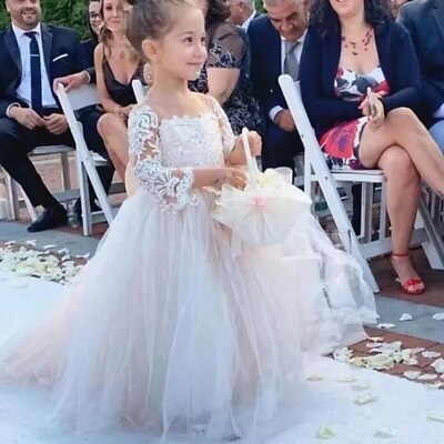 #ad Baby Girl Birthday Dress Flower Girl Dress Wedding Bow Kids Princess Prom Gown $84.68