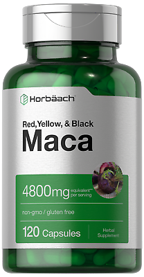 #ad Maca Root Capsules 4800mg 120 Pills Red Yellow Black Maca by Horbaach $11.49