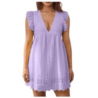 #ad Summer Dresses for Women V Neck Short Sleeved Lace Mini Dress $15.00