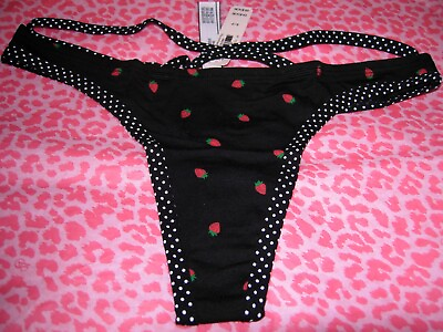 Victoria#x27;s Secret Sexy Skimpy Thong Double Strappy Strawberries Pantie NWT $12.99