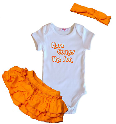 Cute Here Comes The Sun Girls Bodysuit Romper Outfit Shirt Set $28.46