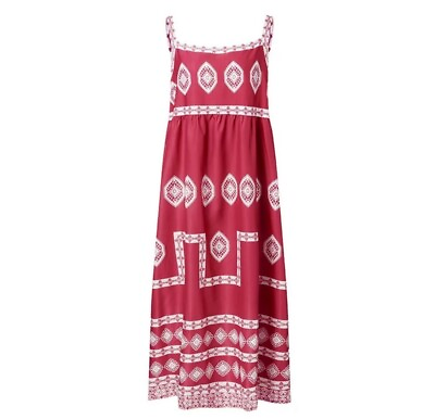 #ad Pink White Sleeveless Maxi Dress Boho Size Medium $12.00