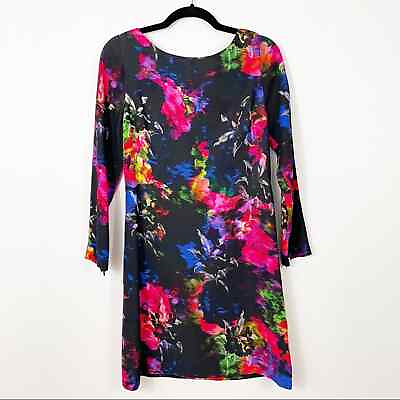 #ad #ad MILLY Multicolor Long Sleeve Shift Dress Office Cocktail Size 2 $17.99