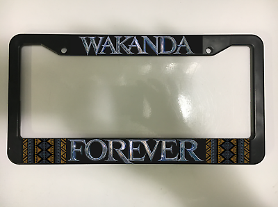 WAKANDA FOREVER BLACK PANTHER Avengers T#x27;Challa Black License Plate Frame NEW $8.49