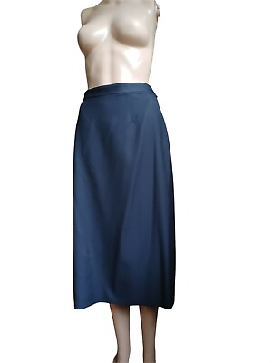 Burberry Womens Navy Blue Midi Wool Skirt Straight Pencil Size 8 Italy Size 40 $89.00
