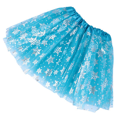 #ad Children#x27;s Snowflake Skirt Polyester Girl Tulle Dress Sequin Tutu Novelty Dance $8.53