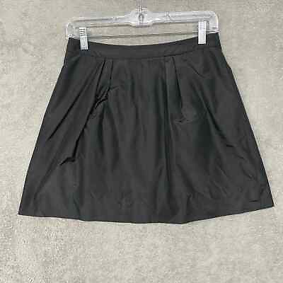 #ad J Crew Skirt Womens 2 Silk Black A Line Pleated Tulle Mini Lined Solid Zip Short $14.10