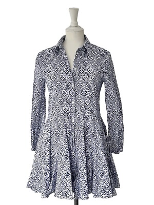 #ad Women’s Zara Dress Mini Shirt Long Sleeve Floral Pleated Cotton Summer Beach XS GBP 25.00