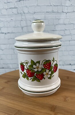 #ad #ad Sears and Roebuck Strawberry Fields Vintage Kitchen Canister Jar With Lid $17.50