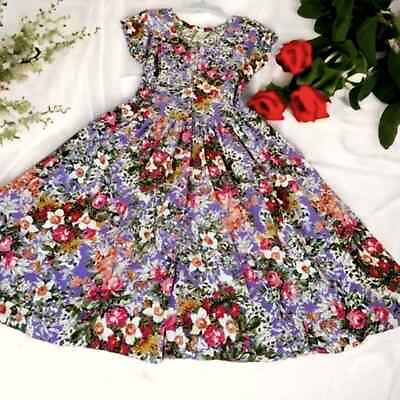 #ad Vintage 70s Cotton Nepalese Floral Boho Dress Medium RARE $135.00