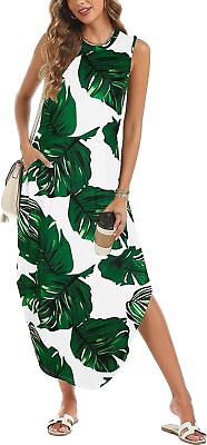 Summer Maxi Dresses for Women Casual Sleeveless Long Beach Dress Split Sundress $46.17