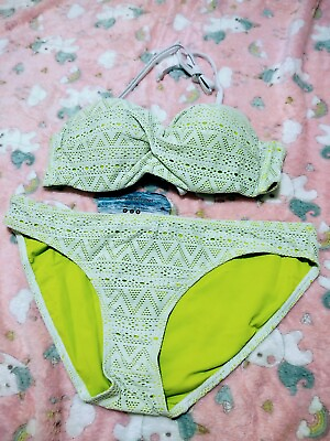 #ad Tribal Mesh Twist Bandeau Women#x27;s Swimsuit Designed in the USA White Size XS $6.50