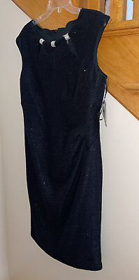Women’s Formal Cocktail Dress Size 12 14 16 Ramp;M Black Sparkle Glitter Sheath $69.00