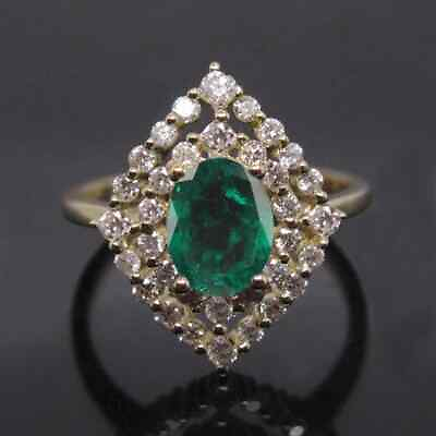 #ad 1.70 Ct Oval Shape Natural Emerald IGI Certified Diamond Ring In 14K Gold $415.00
