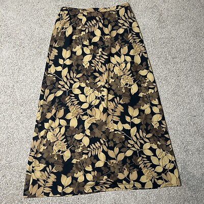 #ad Women’s Small Laura Scott Black amp; Brown Floral Long Skirt $14.95