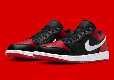 Nike Air Jordan 1 Low Shoes Bred Toe Black Red White 553558 066 Men#x27;s or GS NEW $74.69