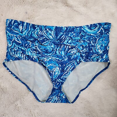 #ad #ad Torrid Women#x27;s Swim Bikini Bottoms High Waist Ruched Blue Floral Size 4 4X $15.00