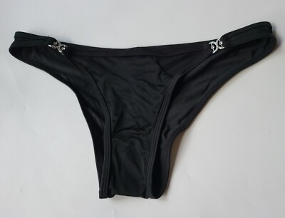 #ad Ann Summers Sunkissed Brazilian Bikini Bottoms UK 12 Black amp; Diamante New Tags GBP 8.75