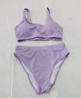 #ad Tempt Me Women#x27;s High Cut Swimsuit High Waisted Bikini Set BE5 Lavender Medium $9.48