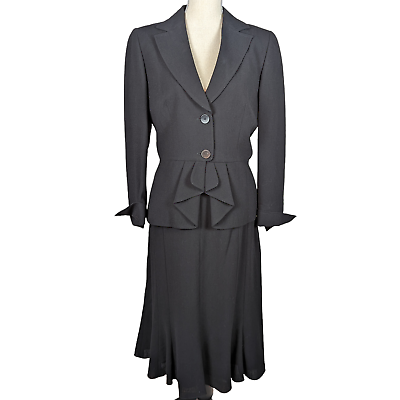 #ad Santorelli Sara Wool Skirt Suit Black Size 10 14 $100.00