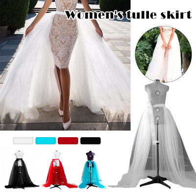 #ad 3 Layers Overlay Tulle Skirt Lady Long Tutu Overskirt Floor Length Wedding Party $16.33