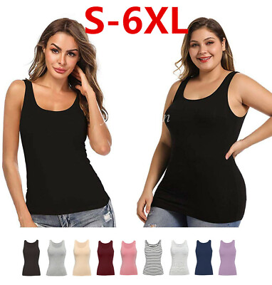 #ad #ad Plus Size Women Camisoles with Built in Bra Tops Layering Tank Top Padded Shirt $12.90