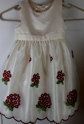 #ad American Princess Girls White Sleeveless Red Floral Dressy Dress Size 4T B7 $8.99