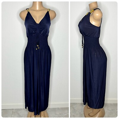 New Navy Blue Maxi Women Dress Size S M and L Elegant Long A Line Comfy Dress $21.50