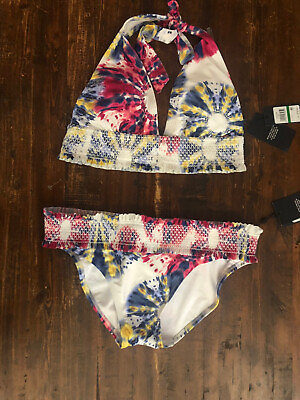 #ad Tommy Hilfiger Swimsuit Bikini Two Piece Tie Dye Size L NWT $39.00